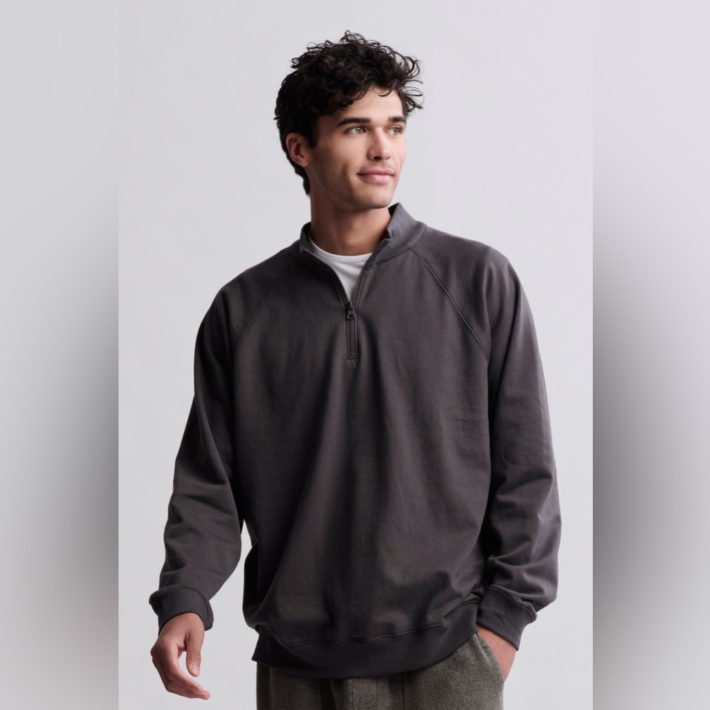 Barefoot Dreams Malibu Collection Men’s Pima Cotton Fleece Half Zip Pullover